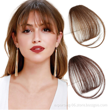 Air Bangs Hairpiece Neat Thin 100% Real Human Hair Bangs Extensions Front Clip In Hairpiece Fringe For Women